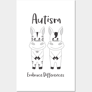 Autism Embrace Differences Zebras Posters and Art